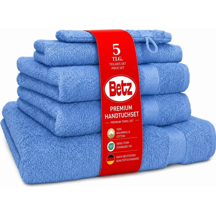Betz Handtuch Set 5-TLG. Premium 1 Duschtuch 2 Handtücher 1 Gästetuch 1 Waschhandschuh, 100% Baumwolle – Bild 1
