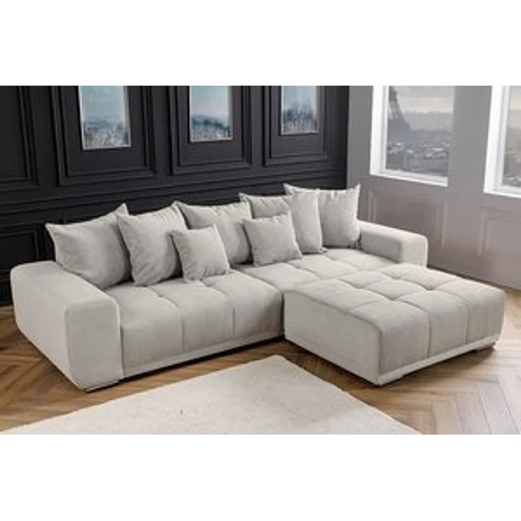 riess-ambiente Big-Sofa ELEGANCIA 285cm champagner beige, Einzelartikel 1 Teile, XXL Couch · Cord · mit Federkern · inkl. Kissen · Modern Design – Bild 6