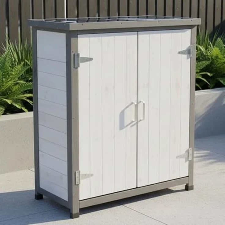 Gartenschrank, weiß/grau 75 cm × 40 cm × 90 cm – Bild 2