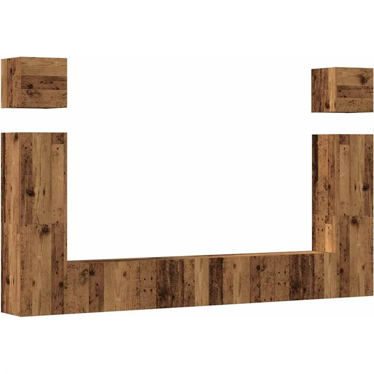 vidaXL 6-tlg. TV-Schrank-Set Wandmontage Altholz-Optik Holzwerkstoff 3329141 – Bild 1