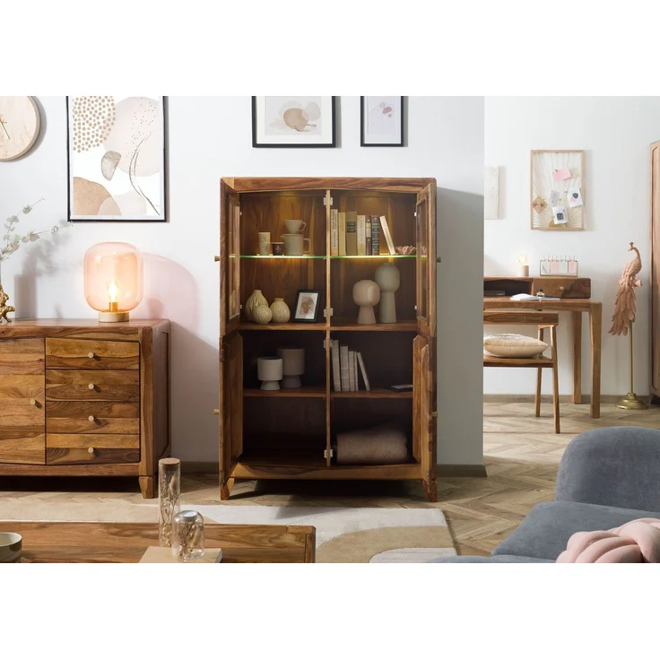 Highboard Sheesham 100x45x150 braun lackiert ANCONA #130 – Bild 4