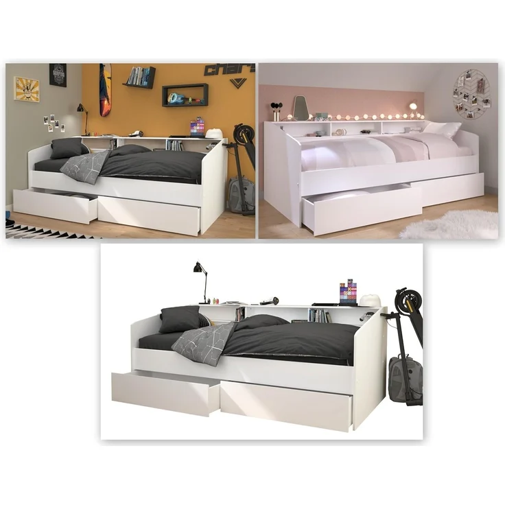 Stauraumbett >Sleep 4< in 23 - Weiss - 203x113x82cm (LxBxH) – Bild 9