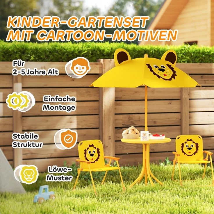AIYAPLAY Garten-Kindersitzgruppe, Stahl, Polyester, Gelb, 49,5L x 49,5B x 50H cm – Bild 7