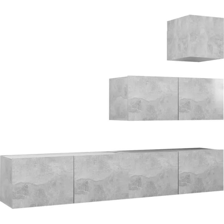 vidaXL 4-tlg. TV-Schrank-Set Betongrau Spanplatte [3079156]