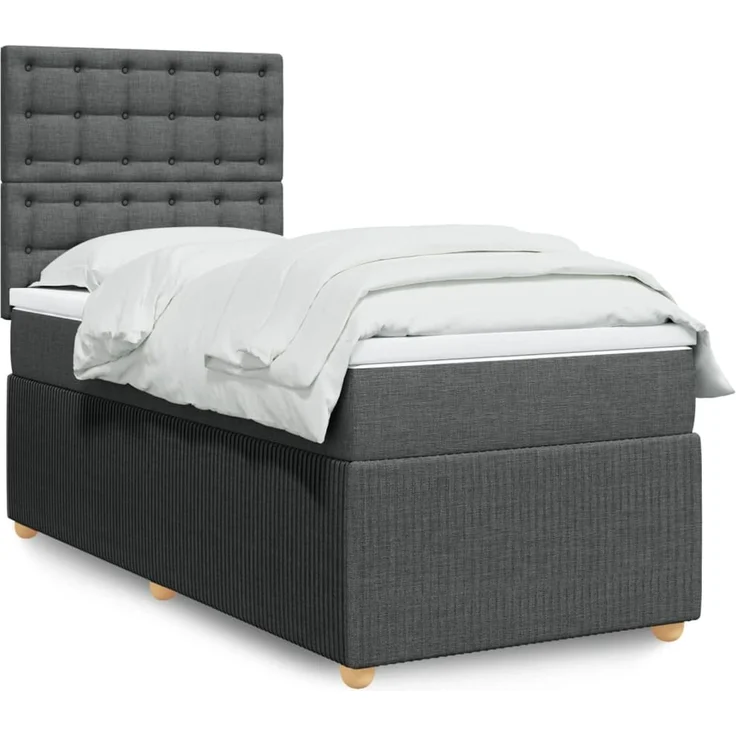 vidaXL Boxspringbett mit Matratze Dunkelgrau 80x200 cm Stoff 3294198 – Bild 1