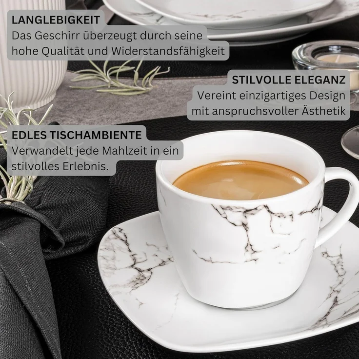 SÄNGER Kaffeetassen Set Bilgola Marmor 12 teilig für 6 Personen – Bild 5