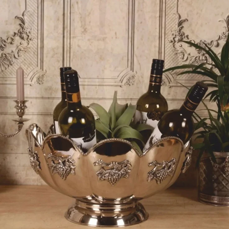 Casa Padrino Barock Messing Weinkühler Silber Ø 41 cm - Barock Champagnerkühler – Bild 2