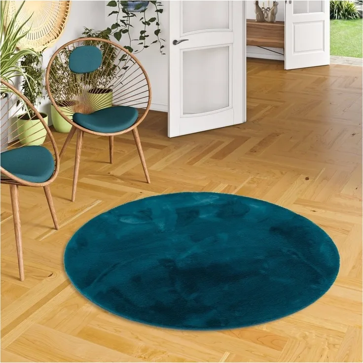 Pergamon Fellteppich Fellteppich Luxus Super Soft Plush Rund, Rund, Höhe: 25 mm