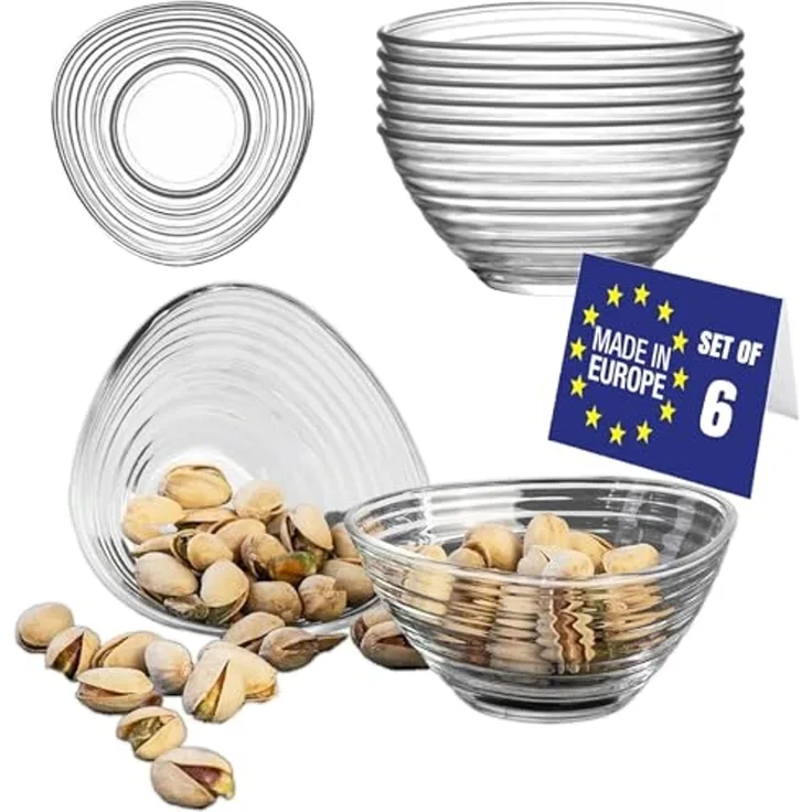 LAV Dessertschale Derin Glasschalen – 300 ml (10 1/4 oz), 6er Set, Glas, (6er-Set, 6-tlg), Rillenmuster, spülmaschinengeeignet, ideal für Desserts, Snacks, Dips