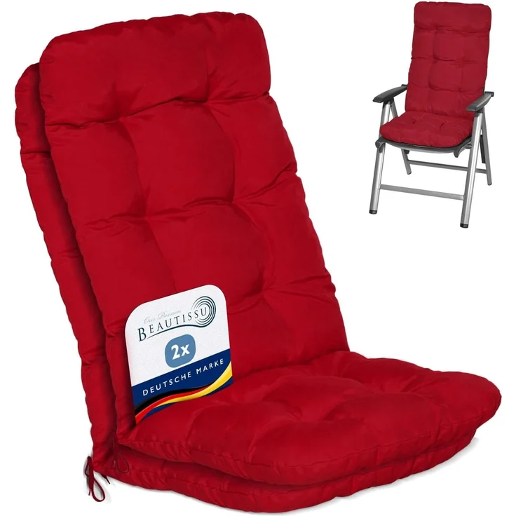 2er Set Beautissu Hochlehner Auflage Flair HL Rot – Bild 1