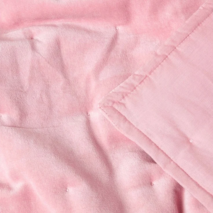 Plaid Wattierte Tagesdecke aus Samt, rosa, 125 x 150 cm, Homescapes – Bild 3