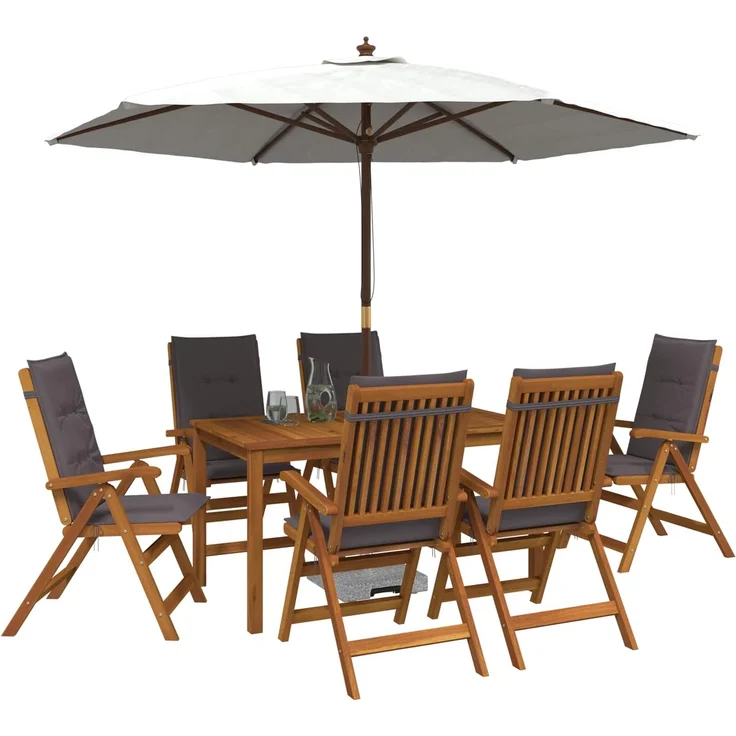 vidaXL 7-Piece Garden Dining Set 6-Sitzer Anthrazit Massivholz Akazie 3434561 – Bild 3