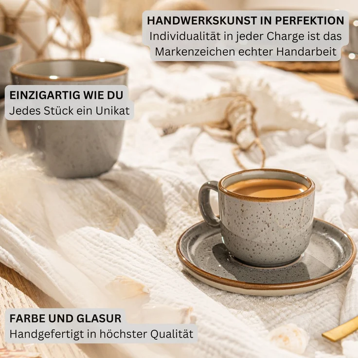SÄNGER Espressotassen Set Rio Perlgrau 12 teilig für 6 personen – Bild 5