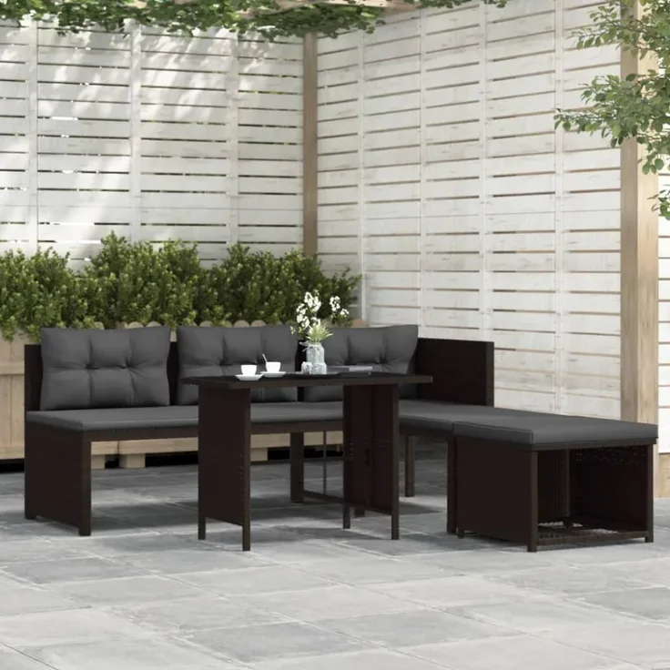 vidaXL 4-tlg. Garten-Lounge-Set Poly Rattan Braun 44288