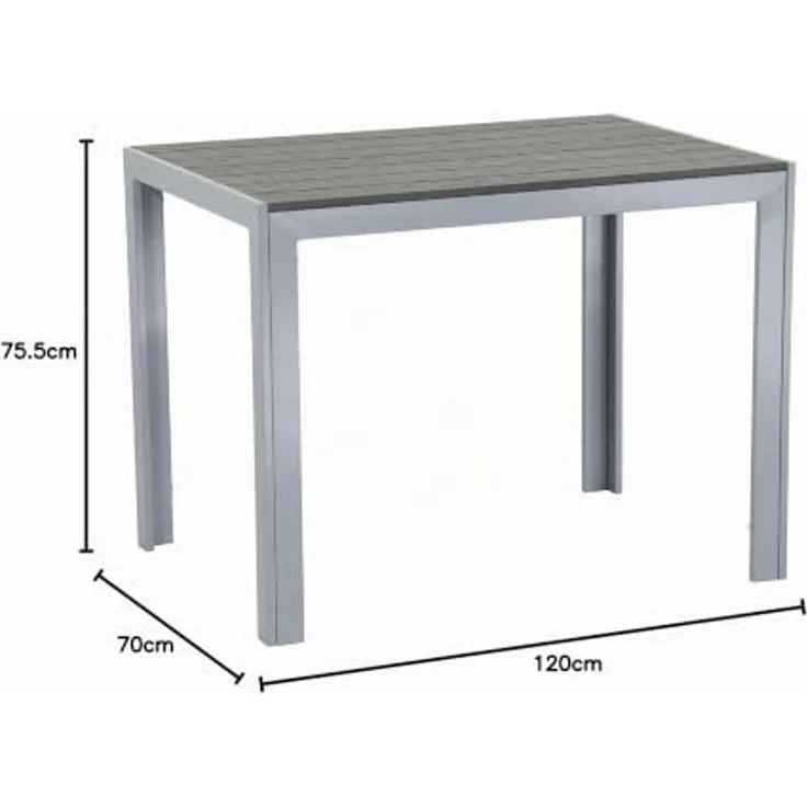 FIRE SOUL Nonwood Alu-Gartentisch Gartenmöbel 120x70 cm anthrazit/grau – Bild 2