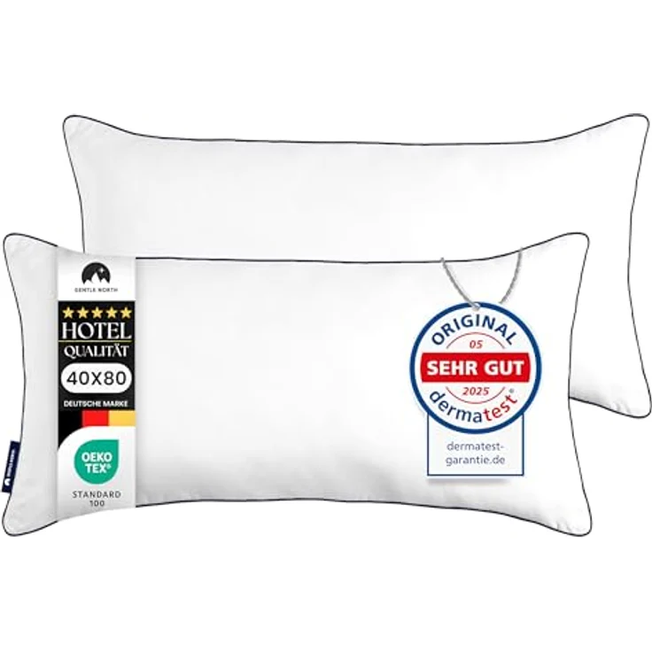 Gentle North Microfaserkissen Kopfkissen in Hotelqualität - Einzeln oder im 2er Set - 60° Waschbar, Füllung: Polyester, Rückenschläfer, Seitenschläfer, Bauchschläfer, Comfort, Reißverschluss für Füllung - Made in EU - allergikerfreundlich – Bild 2