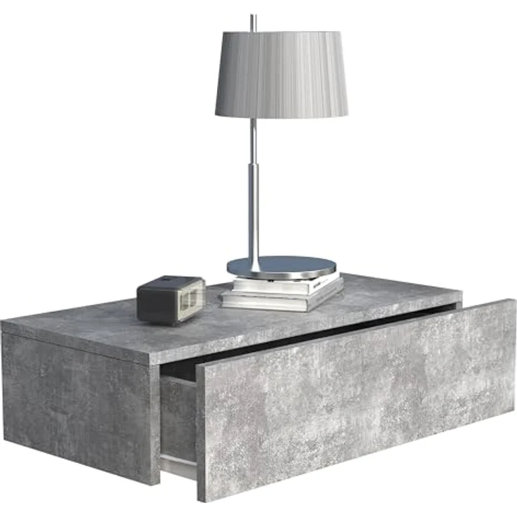 MID.YOU Mid.you Nachtschrank Grau, hängend aus Holzwerkstoff mit 1 Schublade, 60x15x30 cm – Bild 3