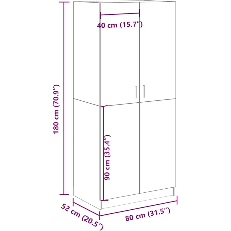 vidaXL Kleiderschrank Altholz-Optik 80x52x180 cm Holzwerkstoff 855882 – Bild 8