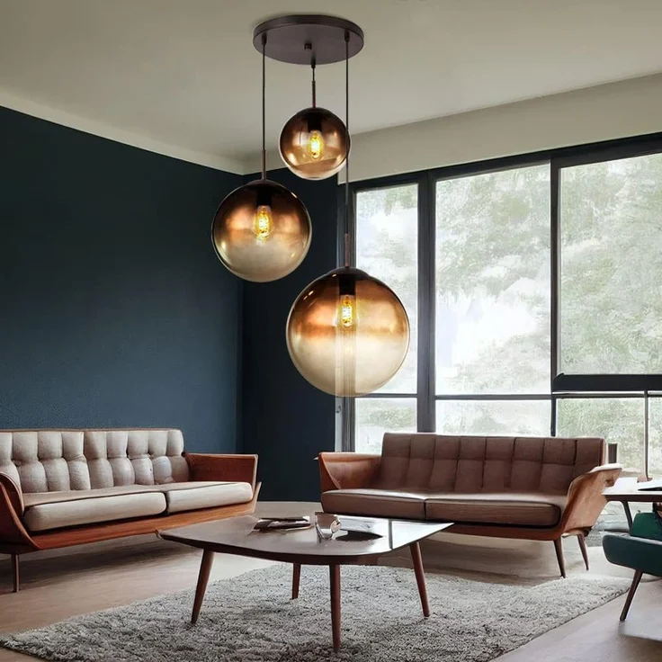 LED Hängeleuchte, amber, 3 Kugeln mit DM 20 - 25 - 30 cm VARUS – Bild 5