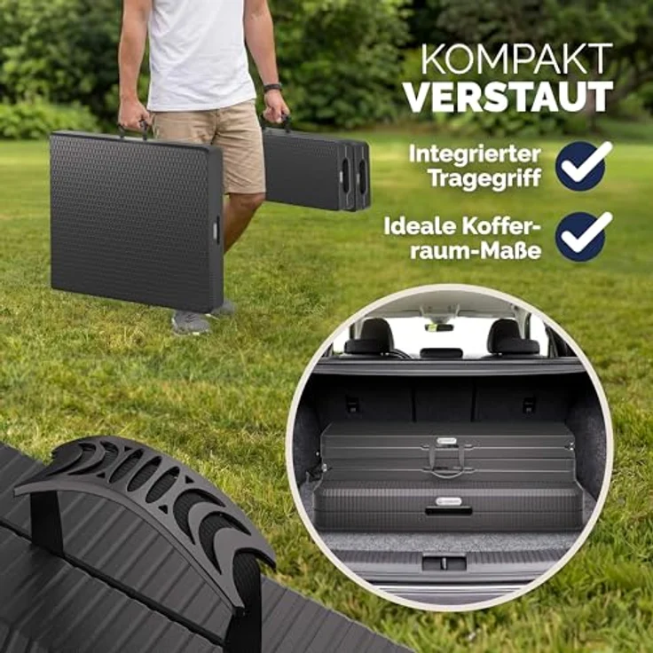 Casaria 'Malmö' Bierzeltgarnitur, 3-teilig, klappbar, Polyrattan schwarz, 180 x 75 x 73 cm – Bild 6