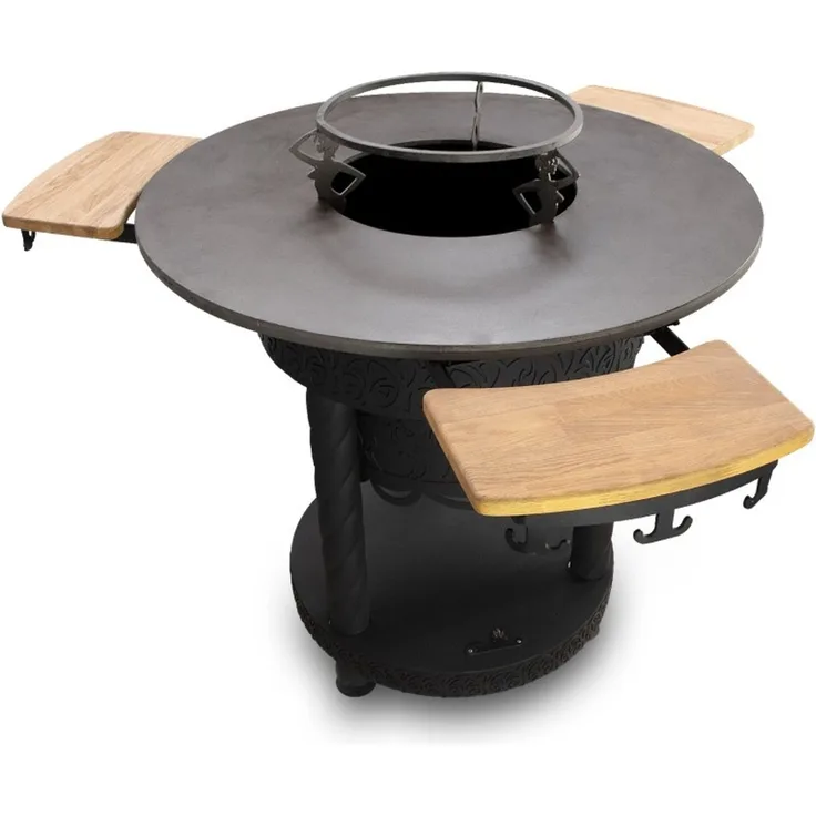 Grill Feuerplatte Olymp Feuerstelle mit Holzregalen