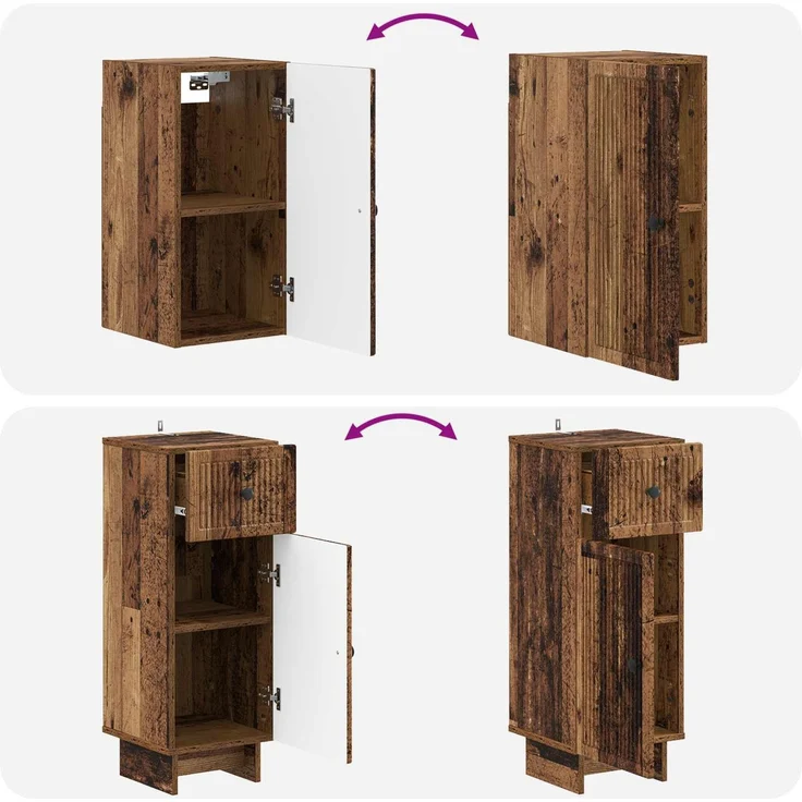 vidaXL 3-teiliges Badezimmer-Schranksystem EDE Altholz Holzwerkstoff 3417745 – Bild 7