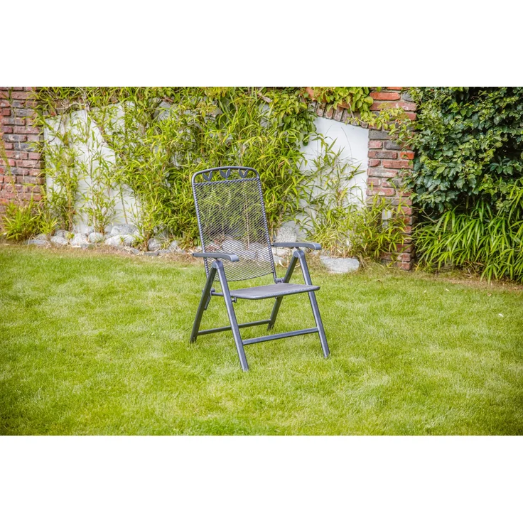 greemotion Klappstuhl Toulouse klappbar wetterfest verstellbar Gartenstuhl Balkonstuhl 58x108x64 cm eisengrau – Bild 11