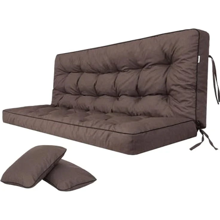 Bjird Bankauflage Pola 100 cm 120 cm 150 cm 180 cm, für Gartenbank und Hollywoodschaukel - inkl. 2 Stück Seitenkissen – Bild 2