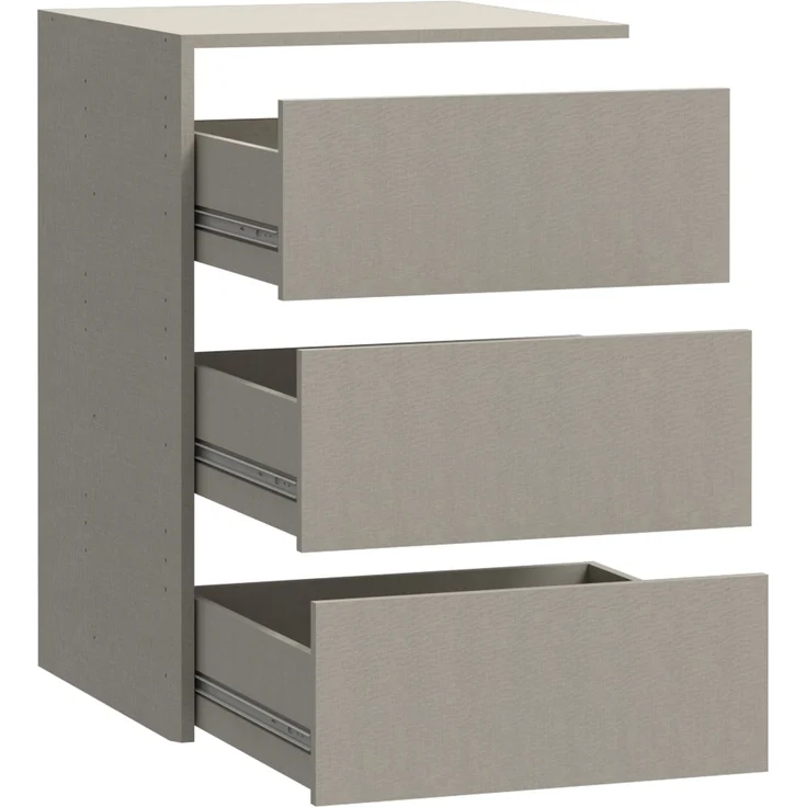 Forte SCHACH & MATT 2 Schubladenblock mit 3 Schubladen, Innenkommode für Kleiderschrank, Holzwerkstoff, Grau Textilnachbildung, 53,5 cm breit x 78,2 cm hoch x 52,7 cm tief – Bild 4