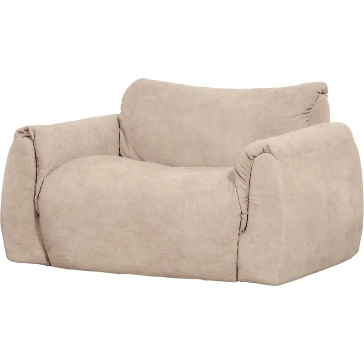 Sessel Baggy aus Chenille-Stoff, modernes Design, sandfarben, weich gepolstert für höchsten Komfort