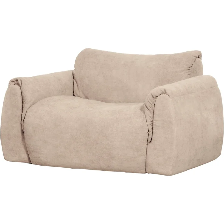 Sessel Baggy aus Chenille-Stoff, modernes Design, sandfarben, weich gepolstert für höchsten Komfort – Bild 1