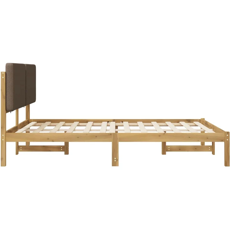 vidaXL Bettgestell mit gepolstertem Kopfteil Weiß gewaschen und Taupe 904009 – Bild 5