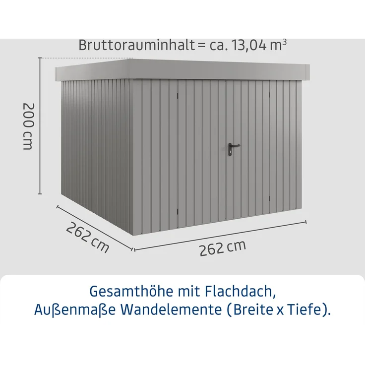 Hörmann Ecostar Metall-Gerätehaus "Euroline Trend" mit Flachdach EFD 10, graualuminium, 262 x 262 cm,2-flüglige Tür – Bild 4