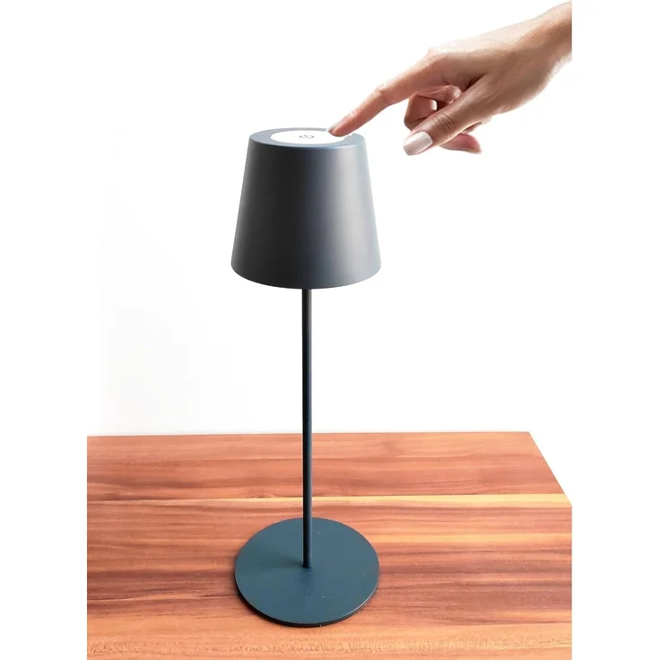 TRANGO LED Tischleuchte, Anthrazit LED Tischlampe 2017-03A kabellos & Touch stufenlos dimmbar 3 Watt 2700K warmweiß IP44 Spritzwassergeschützt Tischleuchte Akku Aufladbar, für Schlafzimmer Garten Restaurant Bar Terrasse Camping – Bild 1
