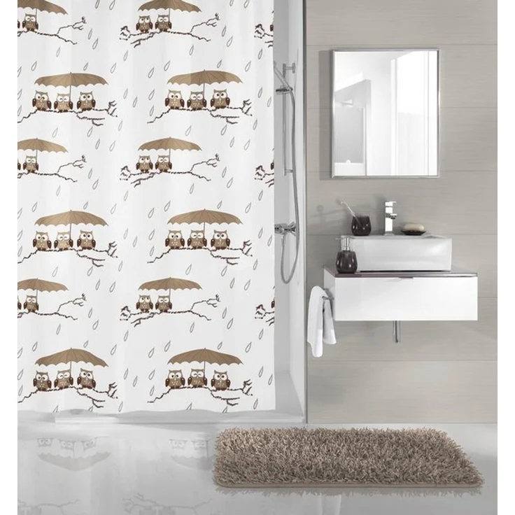 Kleine Wolke Duschvorhang Eulen Breite 120 cm (1-tlg), mit Besfestigungsringen – Bild 2