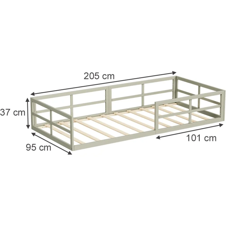 Bodenbett aus Metall Minno Greige 205 x 95 cm ohne Matratze Vitalispa – Bild 2