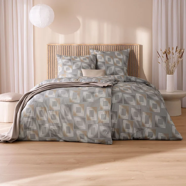 Estella Interlock Jersey Bettwäsche Heiko 6542-810 grau 155x220 – Bild 1