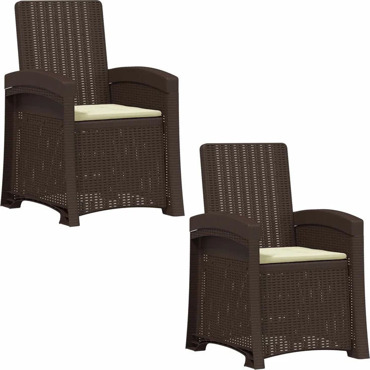 vidaXL Liegesessel Garten Rattan-Optik 2 Stk. Braun und Creme PP 8012020 – Bild 2