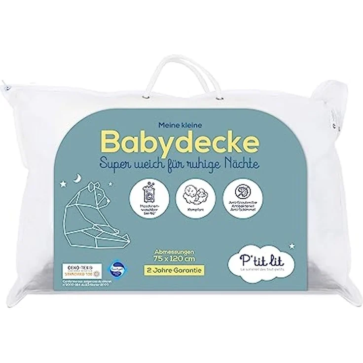 P'tit Lit – Baby-Steppdecke | Kinder – 75x120 cm – Anti-Milben-Decke – ideal für Bett 60x120 cm – 100 % Mikrofaser – Oeko Tex® – Bild 1