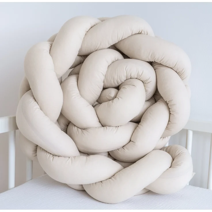 Loolay Nestchenschlange Geflochtenes Kissen Zierkissen Dekokissen Bettumrandung 100% BEIGE, (Zugluftstopper Zugluft Schlange Wickeltischumrandung Babybett Kinderzimmer Schutz, Wohndeko Bettschlange 100 150 200 300 400 cm & Länge auf Anfrage), Zugluftst... – Bild 3