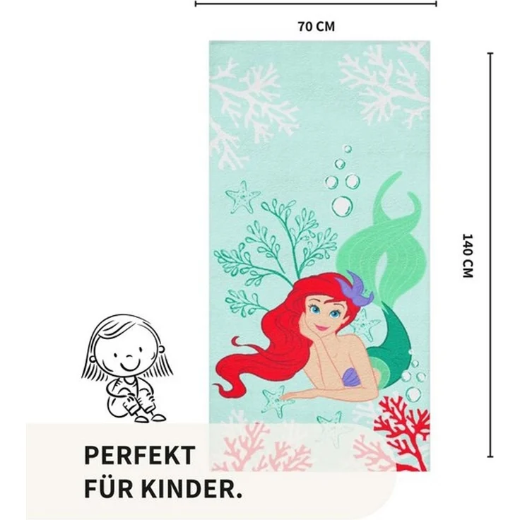 MTOnlinehandel Badetuch Arielle Meerjungfrau 70x140 cm, 100% Baumwolle (1-St), Strandtuch Disney's Mermaid Prinzessin – Bild 4