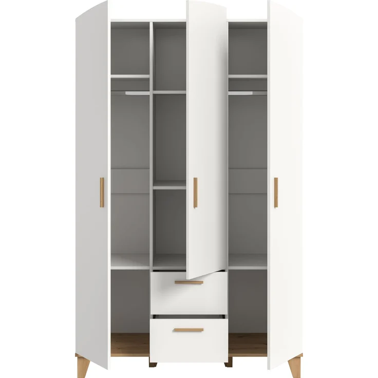 Stella Kleiderschrank 3-türig in weiß – Bild 3