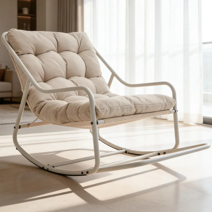 LVHOM Schaukelstuhl mit Fußstütze, Relaxsessel mit gepolstertem Kissen, ergonomischer Schaukelsessel, bis 130kg, Loungesessel für Balkon, Garten & Wohnzimmer – Bild 2