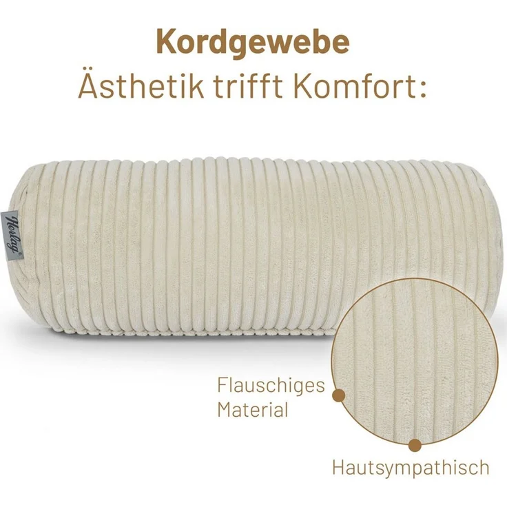 Herlag Nackenrolle Kissenrolle Sofarolle ELLA, Klein 40x15cm, Cremeweiß, Wohnzimmer, Knierolle – Bild 2