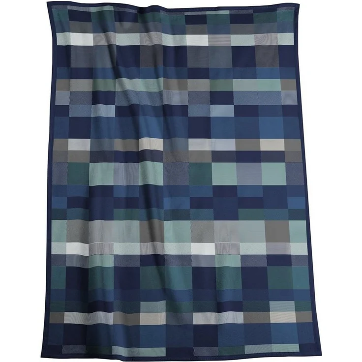 Wohndecke Color Squares Dark blue, blau karierte Sofadecke in 150x200 cm, Biederlack, Decke aus Baumwollmix, Made in Germany – Bild 2