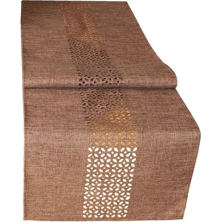 matches21 HOME & HOBBY Tischdecke Tischläufer Durchbrochene Ornamente dunkelbraun 40x140 cm (1-tlg)
