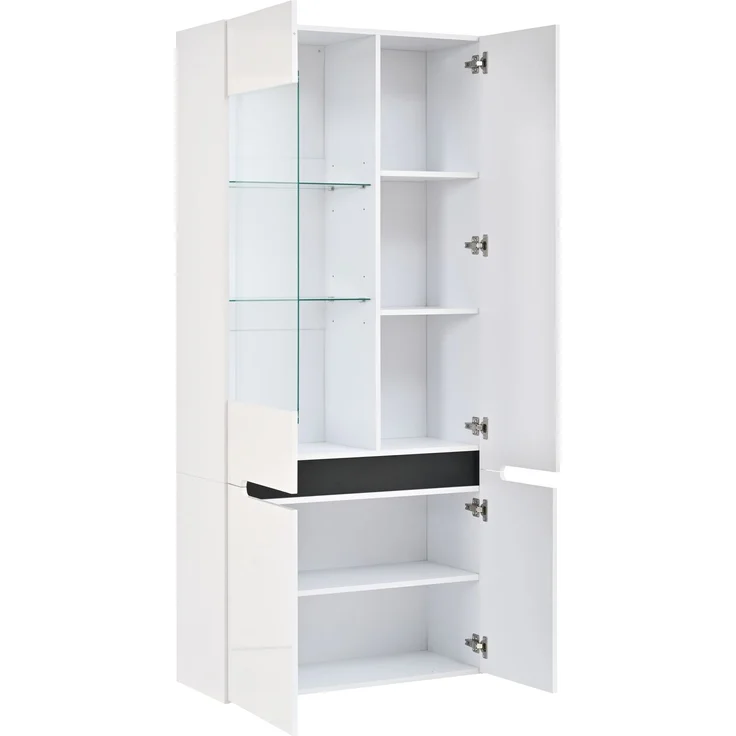 ZUBALIYA Vitrine 80x35 cm mit LED-Beleuchtung mit Sicherheitsgeländer in Weiß, ideale Lösung für kleine Räume, robuste Verarbeitung, langlebige Materialien, einfache Selbstmontage – Bild 19
