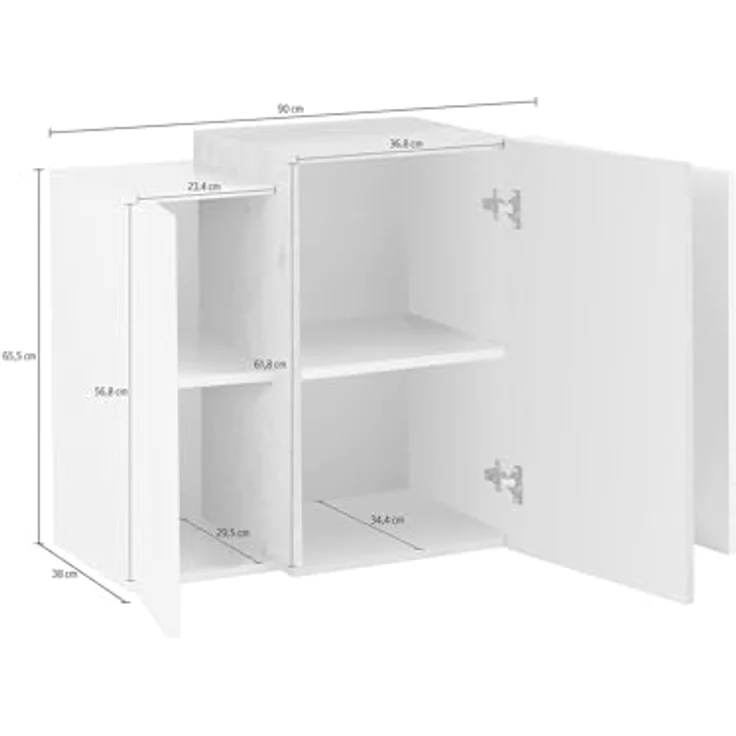 Dmora - Wandschrank Michael, Mehrzweckgarderobe, Wandschrank, 100 % Made in Italy, 90 x 38 x 66 cm, glänzendes Weiß und Schiefer, – Bild 2