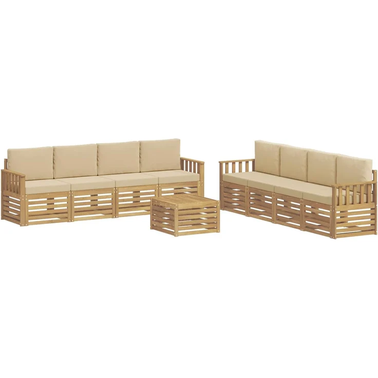 vidaXL Outdoor-Sofagarnitur 9 stk. 8-Sitzer Weiß und Beige Polyester 3391588 – Bild 2