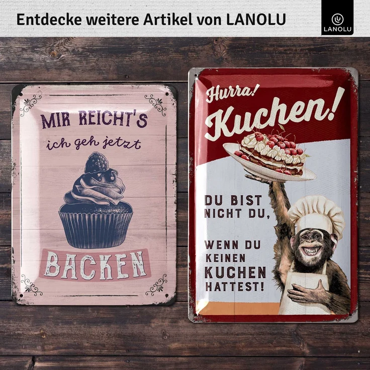 LANOLU Blechschild Kuchen - 15x20cm – Metall – Blau – 15186 – Bild 5